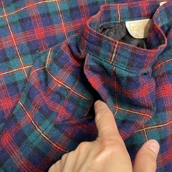 Vintage Pendleton Green Blue Tartan Wool Pencil Skirt Size 10 - Picture 5 of 6